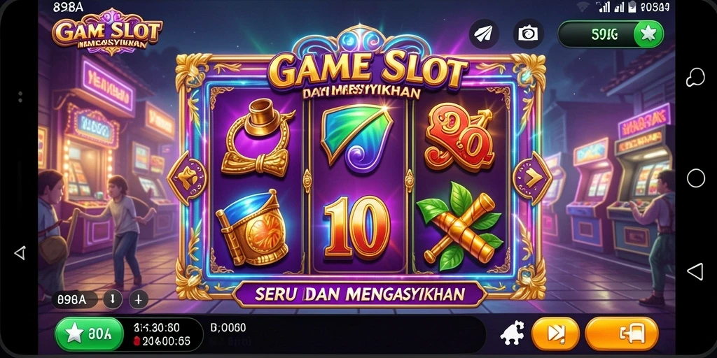Tampilan utama gameplay 898A dengan gulungan slot berputar.