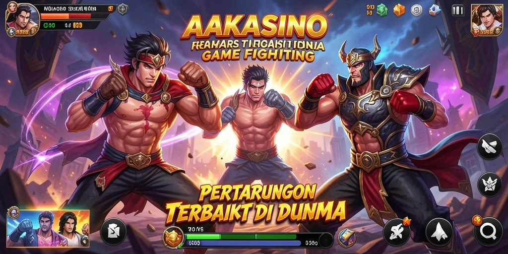 Screenshot gameplay AAKASINO dengan pertarungan yang intens dan karakter menarik.