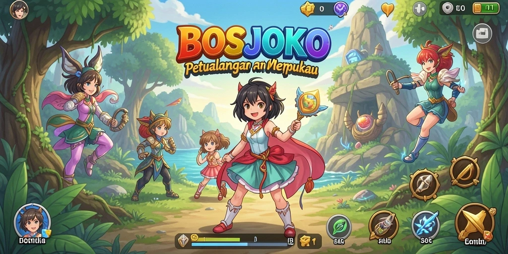 Screenshot gameplay BOSJOKO dengan karakter anime yang beraksi.