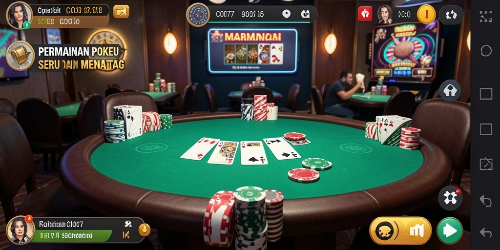 Tampilan gameplay Poker yang mendebarkan di C0077.