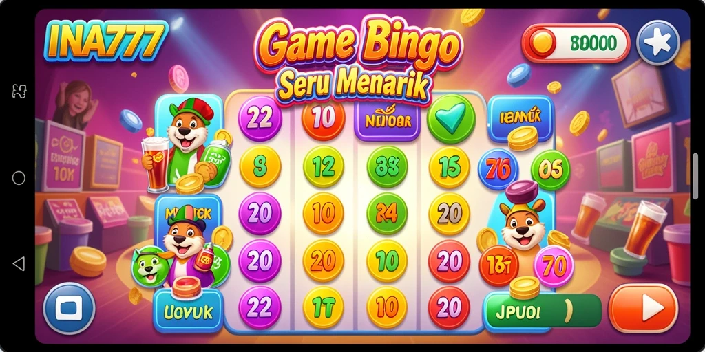 Tampilan gameplay seru Bingo dalam INA777 dengan fitur interaktif.