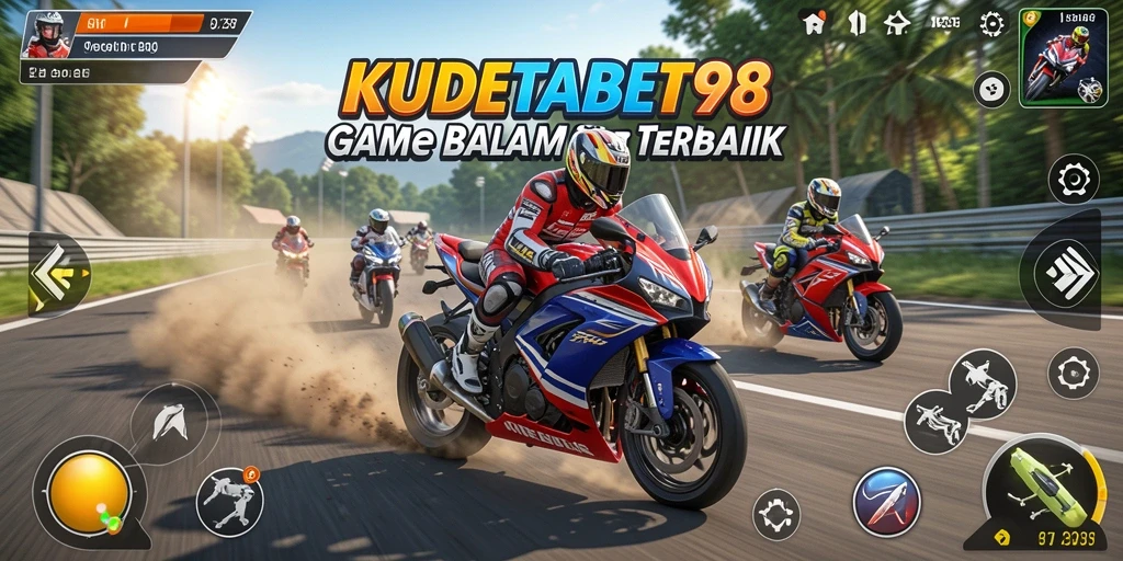 Screenshot menunjukkan aksi balap motor yang mendebarkan.