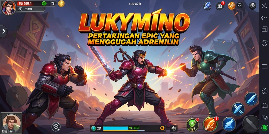 Tangkapan layar menunjukkan aksi bertarung intens di LUKYMINO.