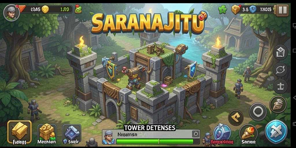 Tampilan gameplay menegangkan dengan strategi menara yang cermat.