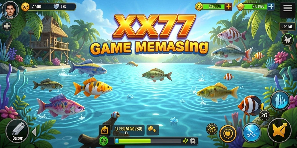 Tampilan gameplay XXX777 menampilkan aksi memancing yang seru dan menarik.