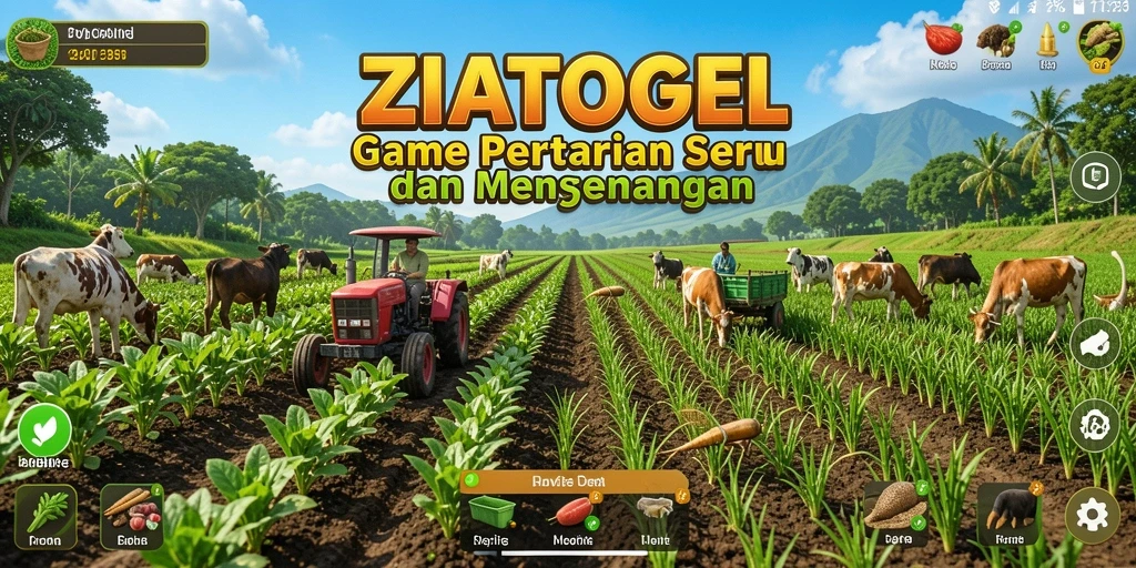 Tampilan gameplay ZIATOGEL yang menarik dengan aktivitas bertani.